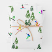 Freeride Snowboarder Snowboarden Illustration Geschenkpapier Set (Beispiel)