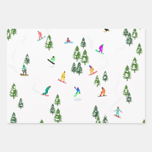 Freeride Snowboarder Snowboarden Illustration Geschenkpapier Set (Vorderseite)