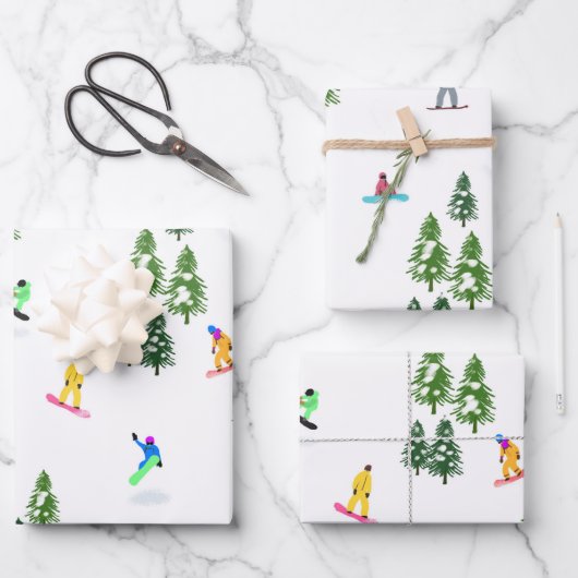 Freeride Snowboarder Snowboarden Illustration Geschenkpapier Set (Vorderseite)