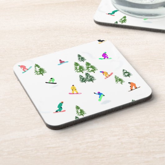 Freeride Snowboarder Snowboarden Illustration Getränkeuntersetzer (Linke Seite)