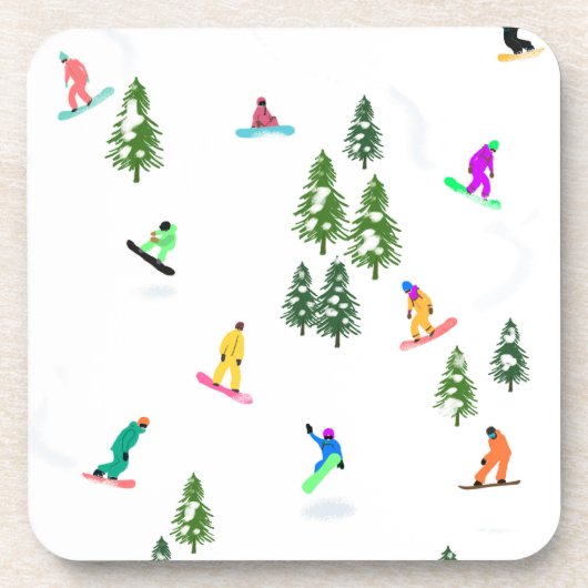 Freeride Snowboarder Snowboarden Illustration Getränkeuntersetzer (Vorderseite)