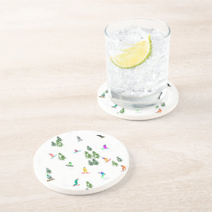 Freeride Snowboarder Snowboarden Illustration Getränkeuntersetzer