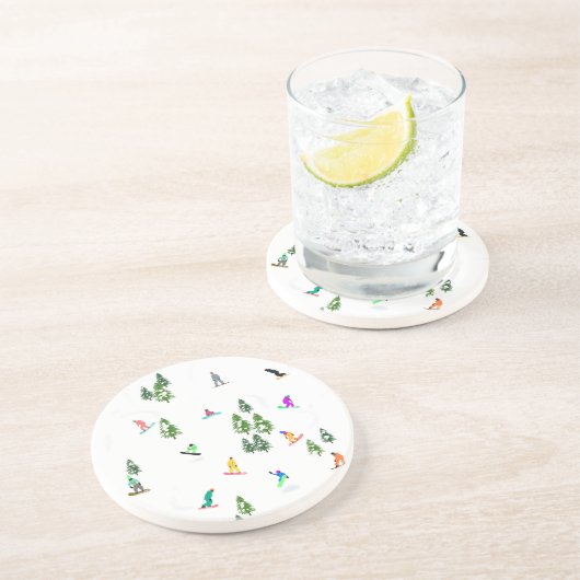 Freeride Snowboarder Snowboarden Illustration Getränkeuntersetzer (Seite)