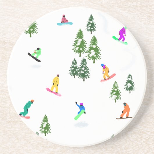 Freeride Snowboarder Snowboarden Illustration Getränkeuntersetzer (Vorne)