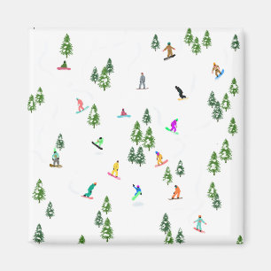 Freeride Snowboarder Snowboarden Illustration Magnet
