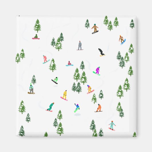 Freeride Snowboarder Snowboarden Illustration Magnet (Vorne)