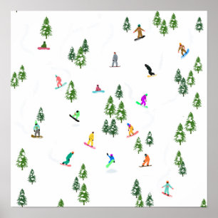 Freeride Snowboarder Snowboarden Illustration Poster