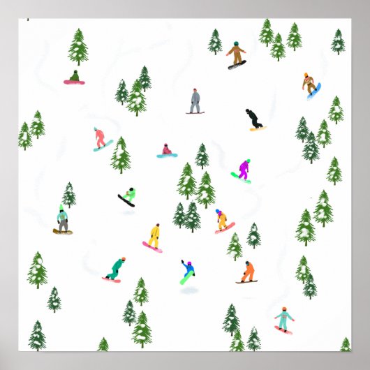 Freeride Snowboarder Snowboarden Illustration Poster (Vorne)