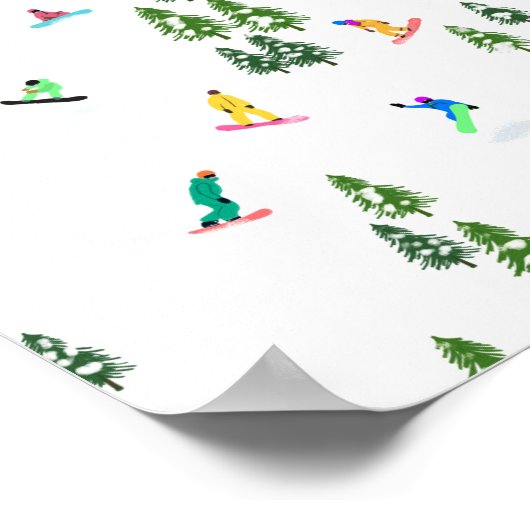 Freeride Snowboarder Snowboarden Illustration Poster (Ecke)