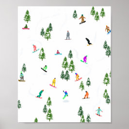 Freeride Snowboarder Snowboarden Illustration Poster