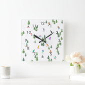 Freeride Snowboarder Snowboarden Illustration Quadratische Wanduhr (Zuhause)