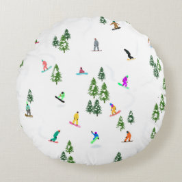 Freeride Snowboarder Snowboarden Illustration Rundes Kissen
