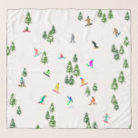 Freeride Snowboarder Snowboarden Illustration Schal<br><div class="desc">Coole skurrile Illustrationskunst von bunten Snowboardern,  Snowboarden in Bergen zwischen Kiefer,  Fichten,  Tannen auf frischem Schneemulver. Snowboard und Weihnachtssport in einem Winterwald. Snowboarder Geschenke. Weihnachtsdekor zum Snowboarden.</div>