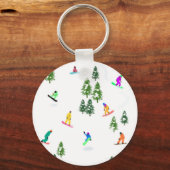 Freeride Snowboarder Snowboarden Illustration Schlüsselanhänger (Vorderseite)