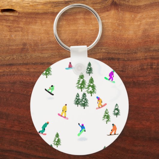 Freeride Snowboarder Snowboarden Illustration Schlüsselanhänger (Vorderseite)