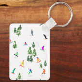 Freeride Snowboarder Snowboarden Illustration Schlüsselanhänger (Rückseite)