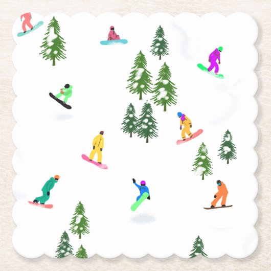 Freeride Snowboarder Snowboarden Illustration Untersetzer (Vorderseite)