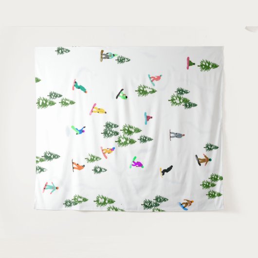 Freeride Snowboarder Snowboarden Illustration Wandteppich (Vorderseite (Horizontal))