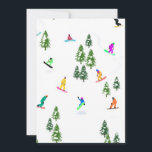 Freeride Snowboarder Snowboarden Xmas Einladung<br><div class="desc">Coole skurrile Illustrationskunst von bunten Snowboardern,  Snowboarden in Bergen zwischen Kiefer,  Fichten,  Tannen auf frischem Schneemulver. Snowboard und Weihnachtssport in einem Winterwald. Snowboarder Geschenke. Weihnachtsdekor zum Snowboarden.</div>