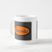 FREERIDER Orange auf Chrom Kaffeetasse (Vorderseite Links)