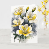 Freesia - Aquarellblumen Karte (Gelbe Blume)