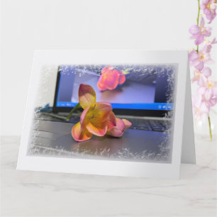 Freesia Blume auf der Tastatur Karte