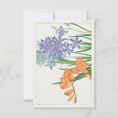 Freesia Blume Japanese Woodblock Art von Tanigami Einladung (Vorderseite)