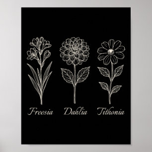 Freesia Dahlie Tithonia Floral Blumen Natur Resi Poster