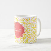 Freesia-Damasken-Monogramm-Tasse Kaffeetasse (VorderseiteRechts)