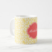 Freesia-Damasken-Monogramm-Tasse Kaffeetasse (Vorderseite Links)