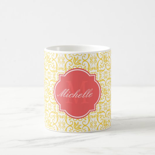 Freesia-Damasken-Monogramm-Tasse Kaffeetasse (Mittel)