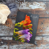 Freesia im dunklen Hintergrund. Mit Beileid