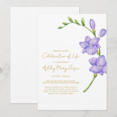 Freesia Lebensfeier Bestattung Einladung (Vorne/Hinten)