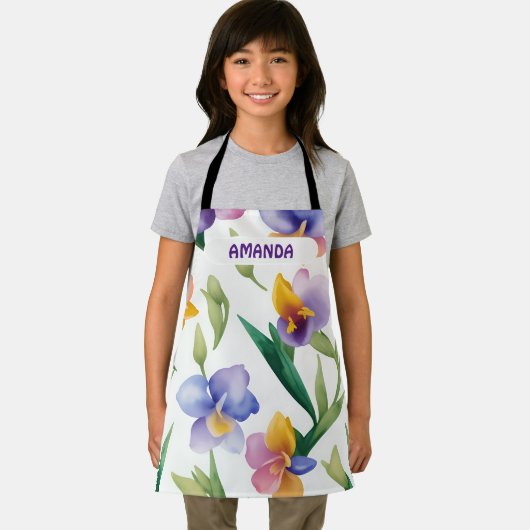 Freesia Wasserfarbe Personalisiertes Muster Schürze (Insitu)