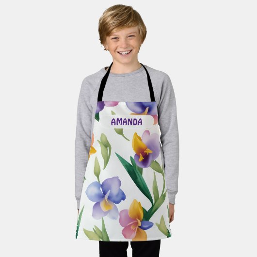 Freesia Wasserfarbe Personalisiertes Muster Schürze (Getragen)
