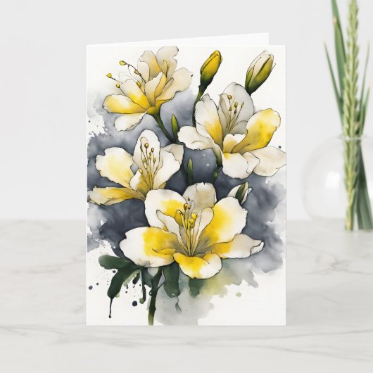 Freesia - Watercolor flowers Karte (Vorderseite)