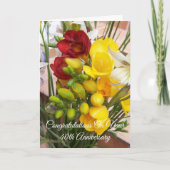Freesias Personalisiert 40. Hochzeitstag Karte (Vorderseite)