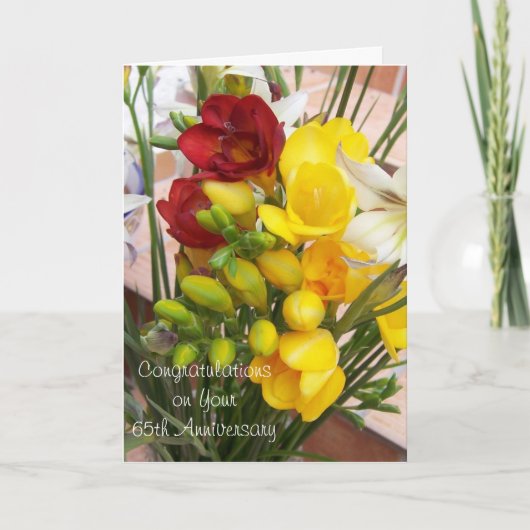 Freesias Personalisiert 65. Hochzeitstag Karte (Vorderseite)