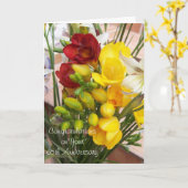 Freesias Personalisiert 65. Hochzeitstag Karte (Gelbe Blume)