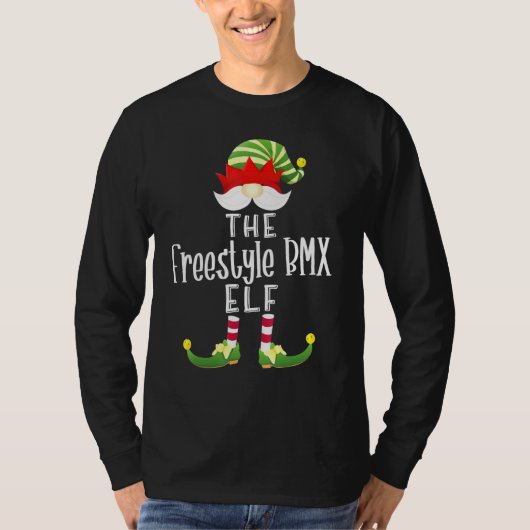 Freestyle Bmx Elf Gruppe Weihnachts Pajama Party T-Shirt (Vorderseite)