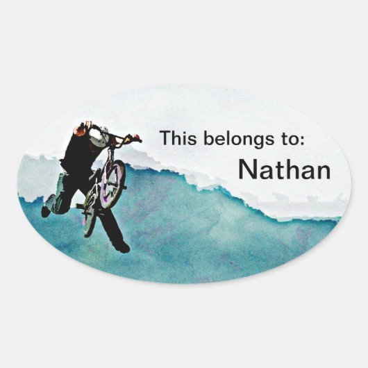 Freestyle BMX Fahrradstunt Ovaler Aufkleber (Vorderseite)
