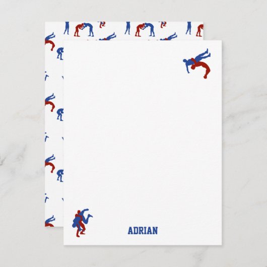 Freestyle Greco Roman Wrestling Individuelle Name Mitteilungskarte (Vorne/Hinten)