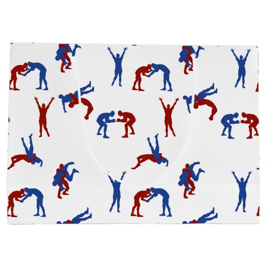 Freestyle Greco Roman Wrestling Pattern Große Geschenktüte (Rückseite)