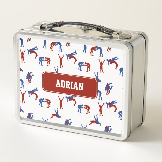 Freestyle Greco Roman Wrestling Pattern Metall Brotdose (Rückseite)