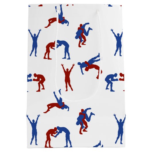 Freestyle Greco Roman Wrestling Pattern Mittlere Geschenktüte (Rückseite)