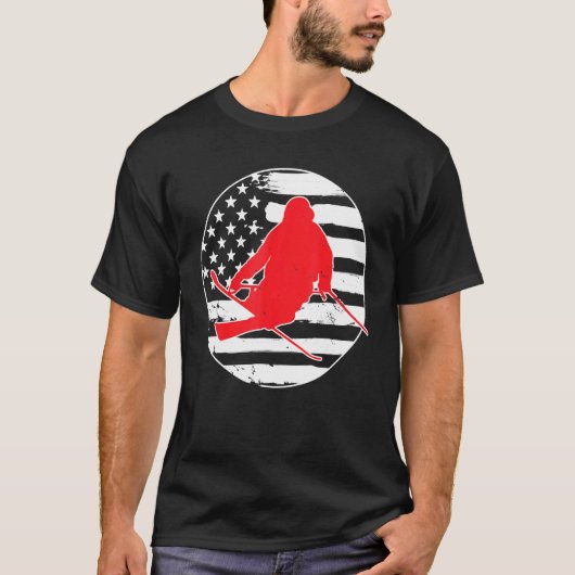 Freestyle Skiing American USA Flag 4. Juli Vin T-Shirt (Vorderseite)