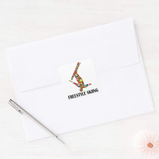 Freestyle Skiing Quadratischer Aufkleber (Umschlag)