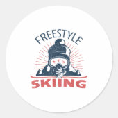 Freestyle Skiing Skii Googles Skull Art _1 Runder Aufkleber (Vorderseite)