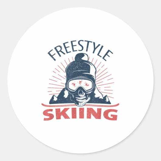 Freestyle Skiing Skii Googles Skull Art _1 Runder Aufkleber (Vorderseite)