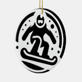 Freestyle Snowboarden Minimalistisch Schwarz/Weiß Keramik Ornament (Rechts)